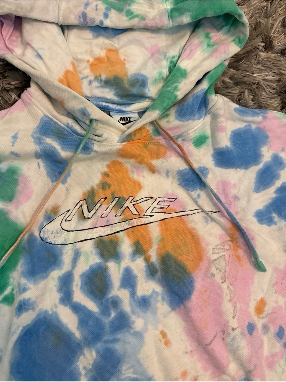 Nike Pastel Tie-Dye Hoodie in Blue, Green, Pink, Orange - Picture 2 of 5
